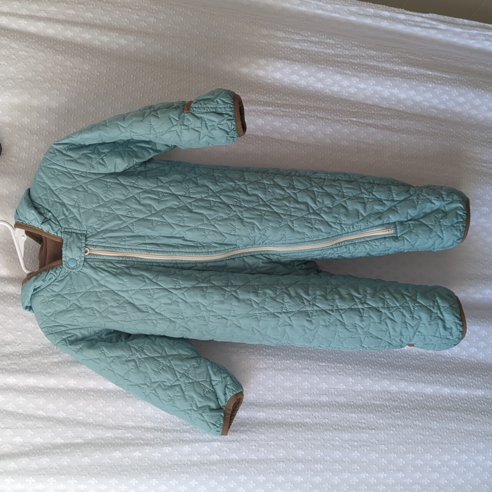 Uniqlo One Piece Baby Bunting Snowsuit Blue & Brown 12-18 Mos